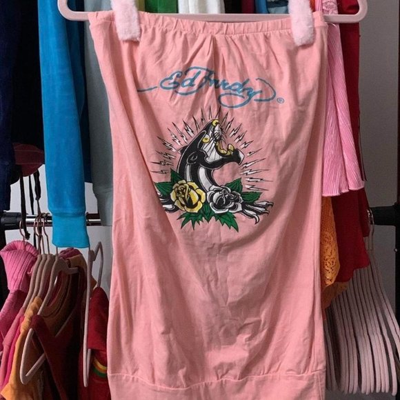 NWT ED HARDY BABY PINK BODYCON DRESS💖💕 - Picture 1 of 1